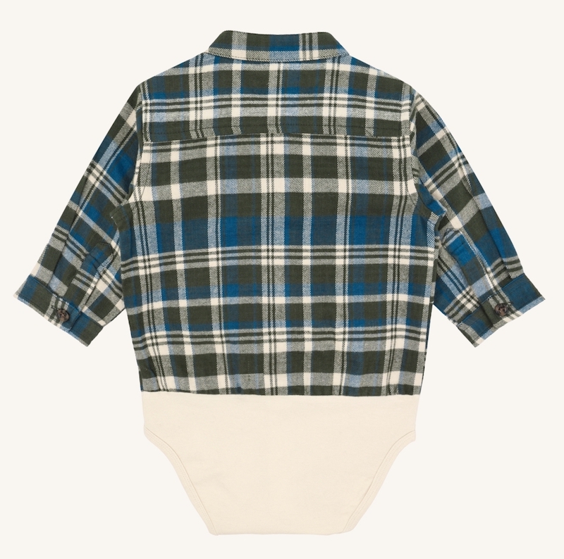 Hust & Claire Bertil Langarm Karo Hemd Body - Urban Check in Deep Ivy Navy & Grün - SALE