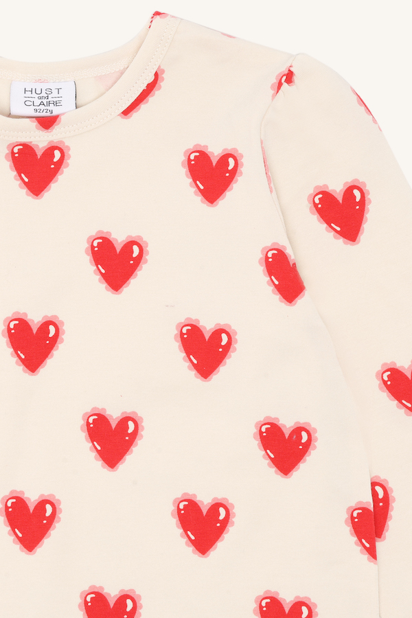 Hust & Claire Alma Langarm Shirt Spring Love - Herzen Allover