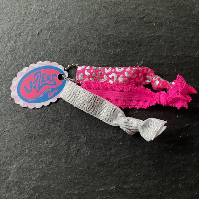 Wowzers Hair Ties Set von 3 Armbänder / Haargummis - Silber Zebra & Pink Leopard