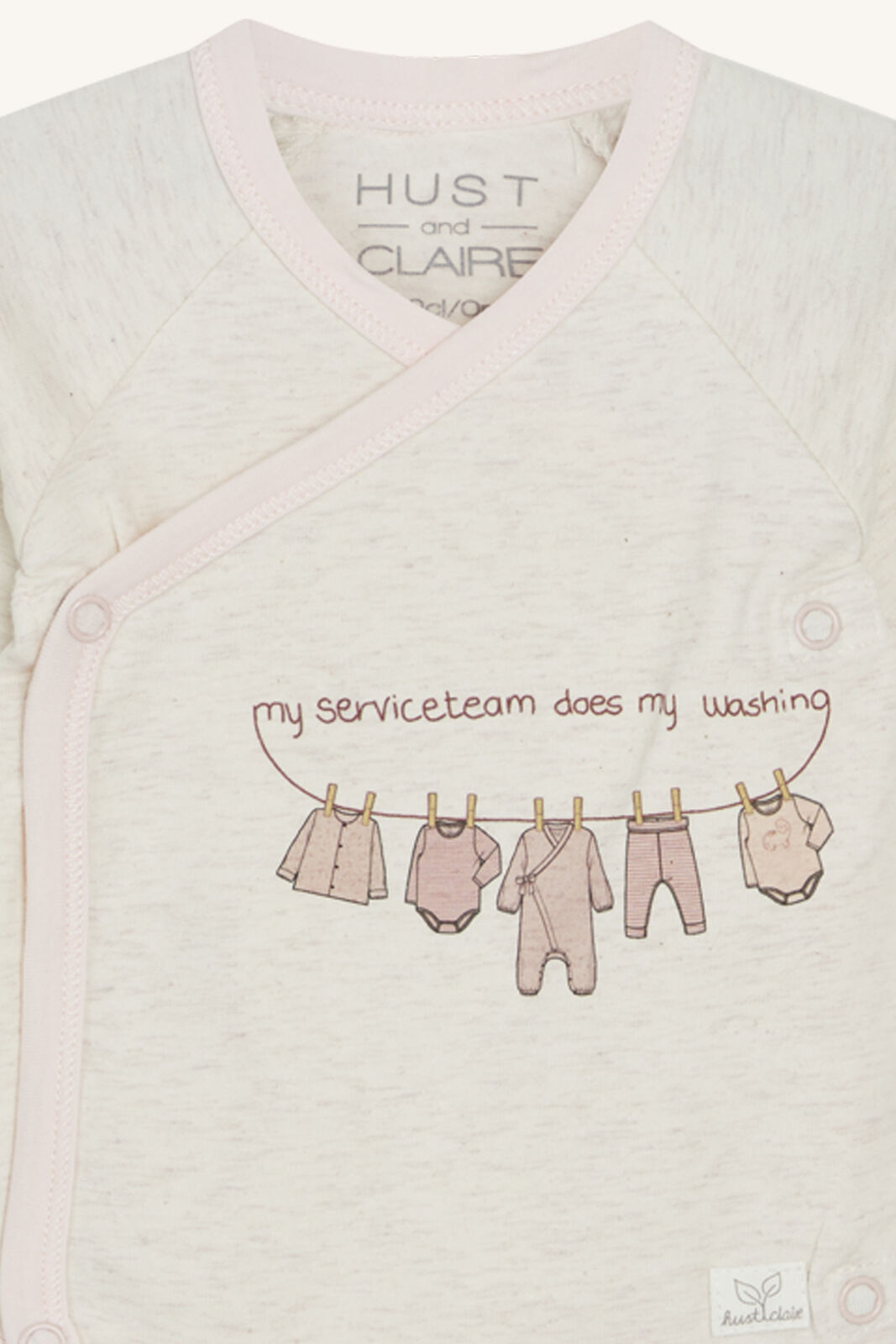 Hust & Claire Langarm Wickelbody in Creme mit Rosa - Babywäsche Hust & Claire Langarm Wickelbody in Creme mit Rosa - Babywäsche