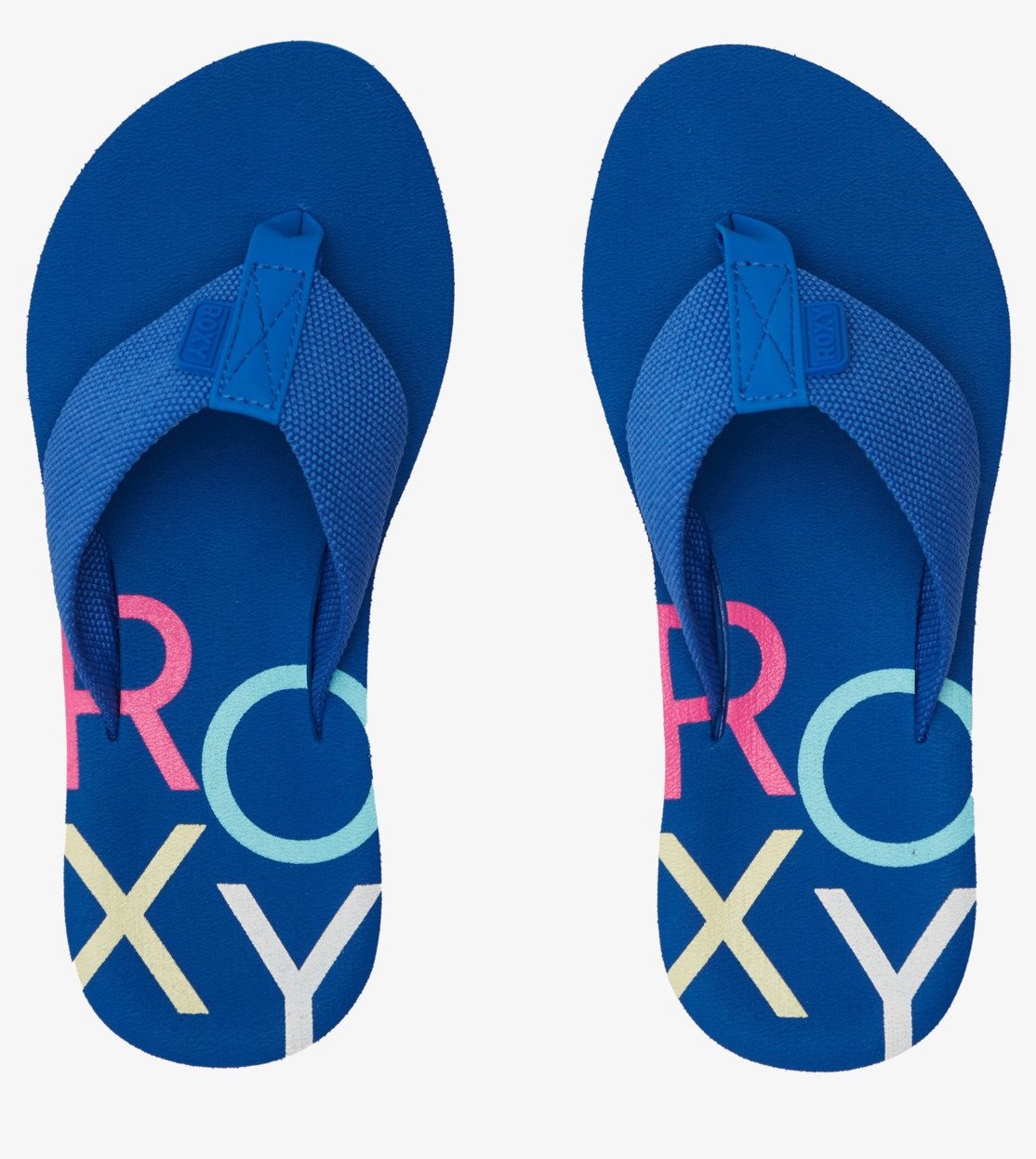 Roxy Flip Flop Sandale in Baha Blau mit Regenbogen Streifen - Send It - SALE