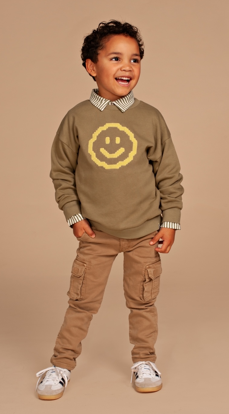 Babyface Stains & Stories Sweatshirt in Army Grün - Neon Smiley
