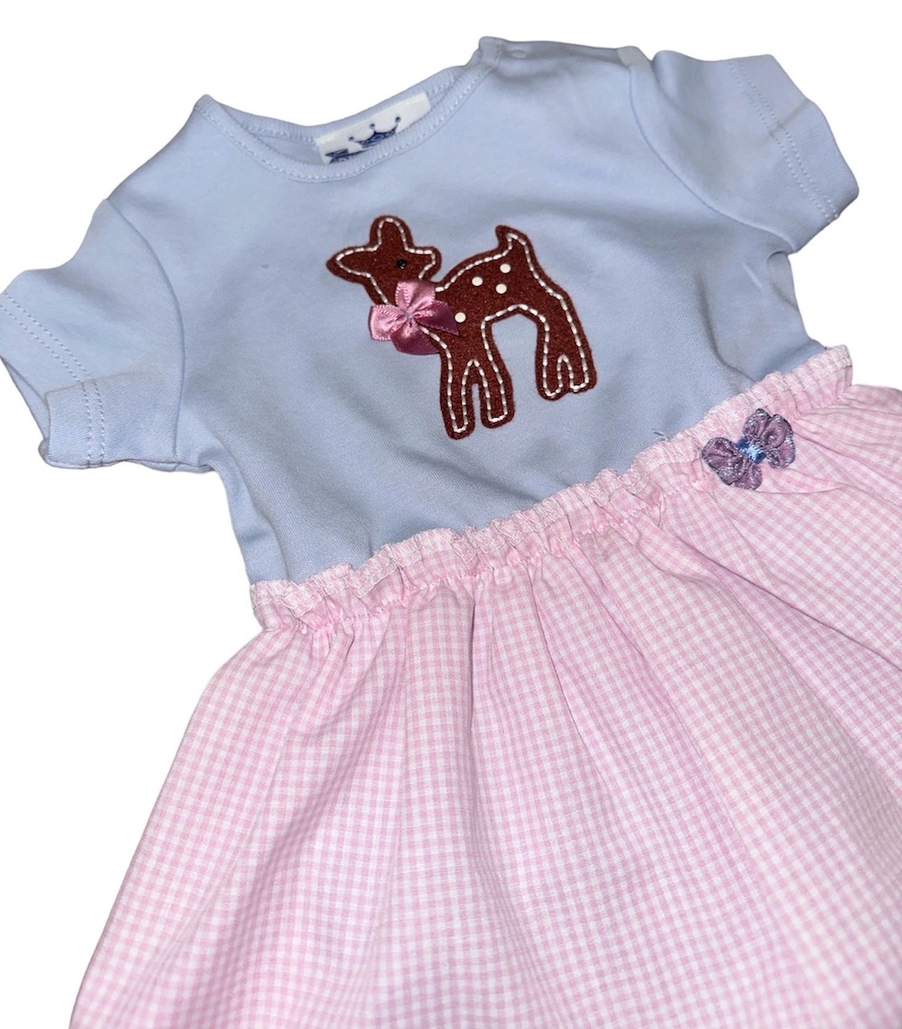 P.Eisenherz Dirndl Kleid mit Body''Bambi'' in Blau & Rosa