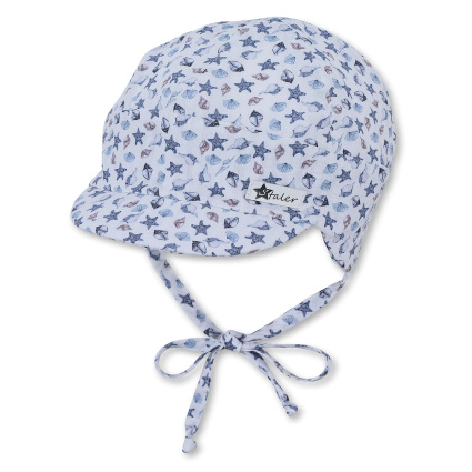 Sterntaler Baby Seersucker Sonnenmütze mit UV Schutz 50+ - Muscheln - SALE