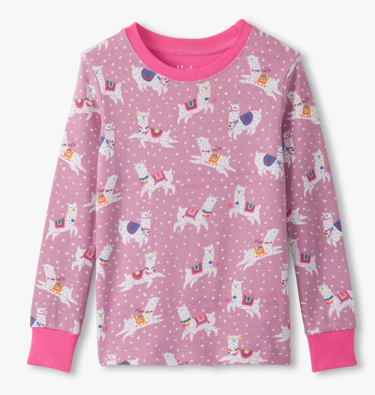 Hatley Langarm Bio-Baumwolle Pyjama in Orchid Pink - Dancing Alpakas