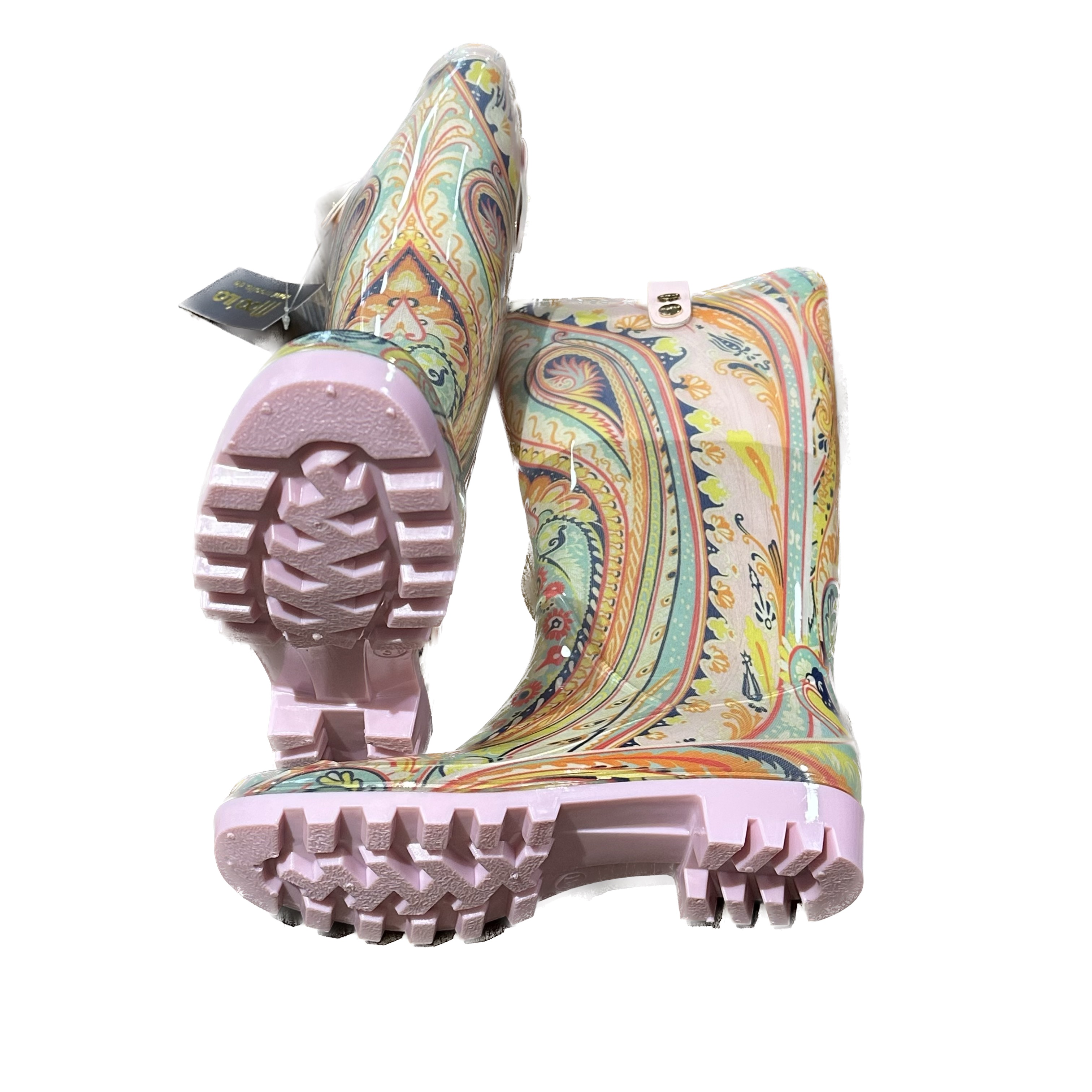 Moo' Ilo Damen Regenstiefel/Gummistiefel in Paisley Rosa - SALE