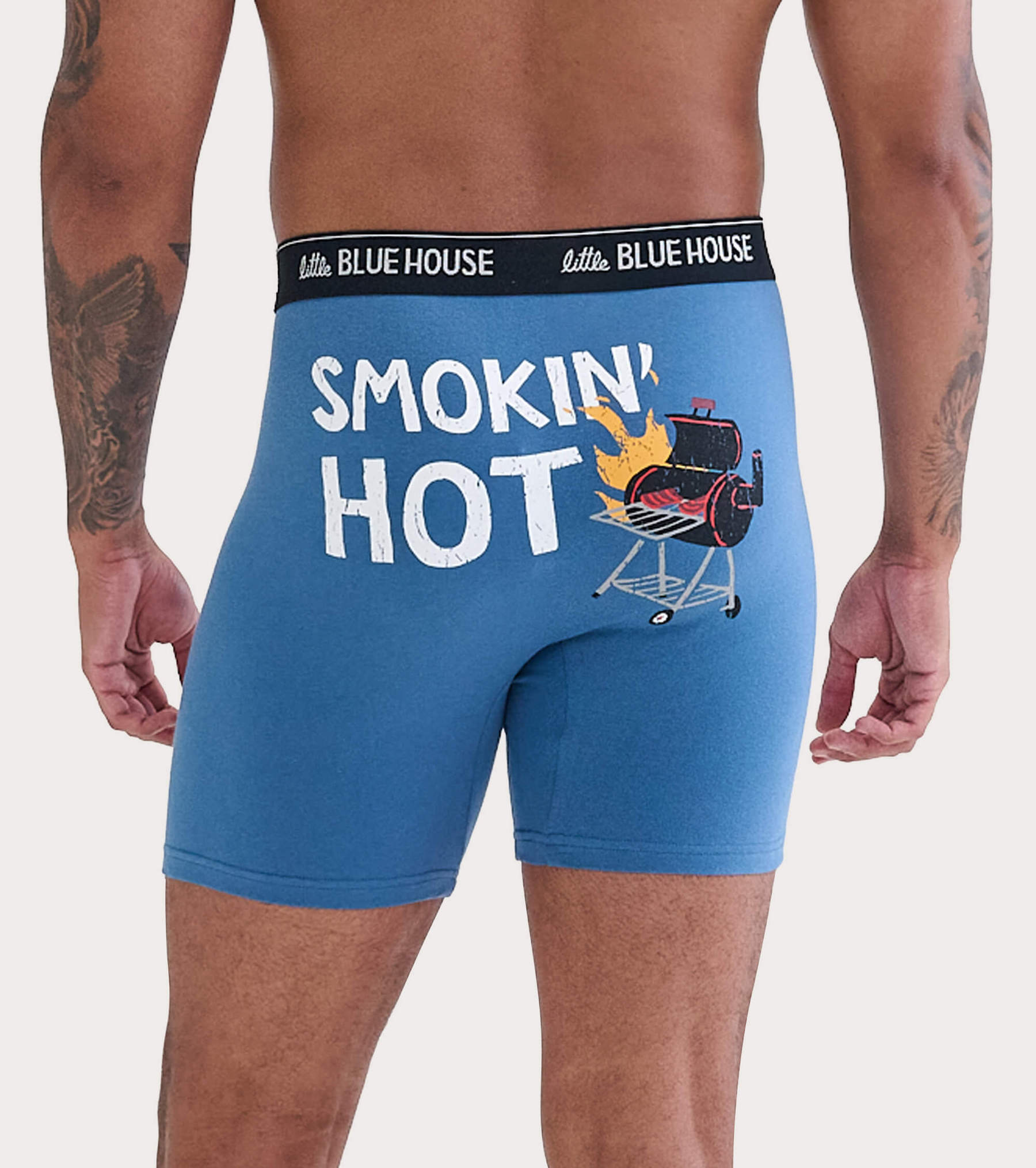 BXCSMOK002 Little Blue House Boxer Short Unterhose in Blau - Smokin' Hot - Smoker Barbeque