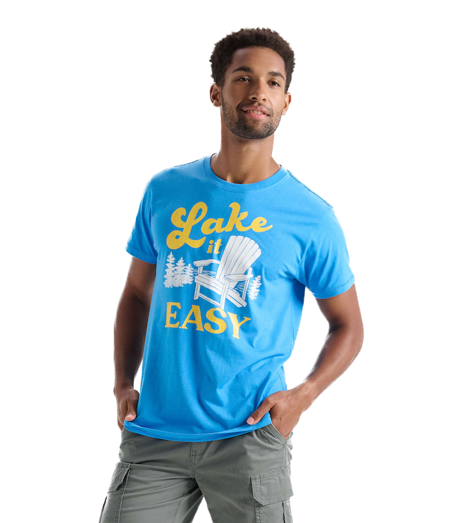 Little Blue House Herren Kurzarm T-Shirt in Blau - Lake it Easy am See