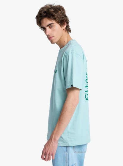 Quiksilver Evo Learning Kurzarm T-Shirt für Männer in Blue Haze Blau - Palmen
