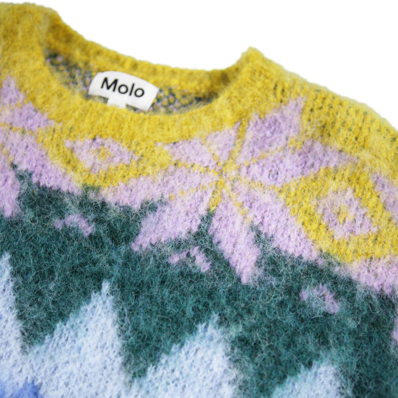 Molo Glenda Norweger Strickpulli Pullover in Grün Blau Rosa & Gelb Molo Glenda Norweger Strickpulli Pullover in Grün Blau Rosa & Gelb
