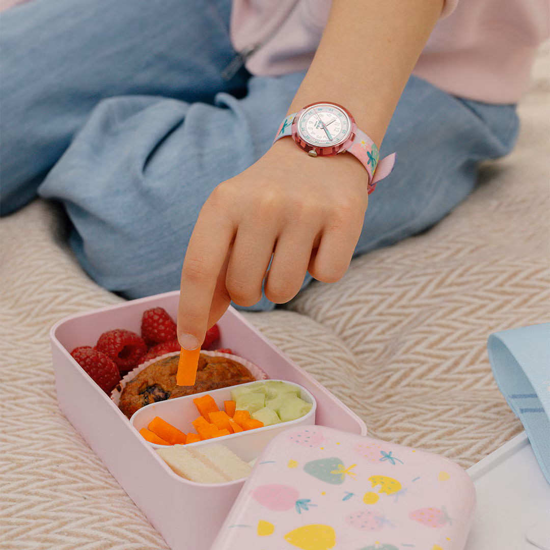 Flik Flak Kinderuhr + Brotdose Set - BERRY NICE - Beeren & Blumen 