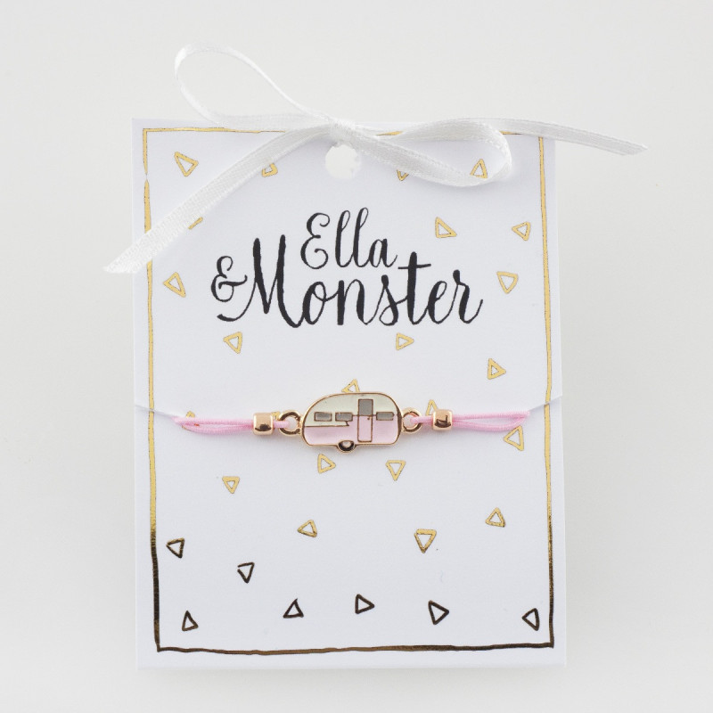 caravan-armband-VW-BUS Ella & Monster Armband in rosa - gold Camper