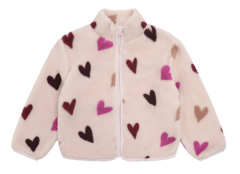 Minymo Teddy Fleece Jacke mit Futter und Herzen Allover