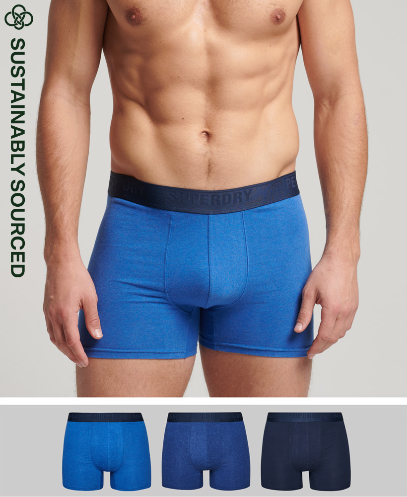 upload9223368955666052490 Superdry Boxer Unterhosen 3er Pack - Rich Navy/Bright Blue/Mazerine