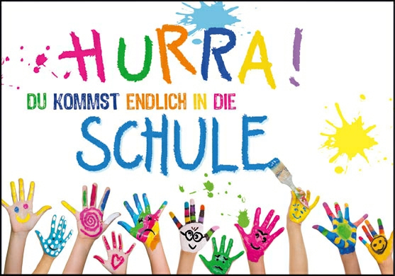 1-7627 Edition Gollong Grußkarte - Hurra! Du kommst endlich in die Schule