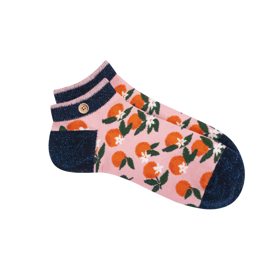 GAC-CABAIA-SOCQUETTES-ANKLE-SOCKS-CATHERINE-ET-DOMINIQUE-PINK-NAVY-LUREX-SS22-RGB-BD Cabaia Damen Sneaker Socken - CATHERINE & DOMINIQUE - Rosa Peaches