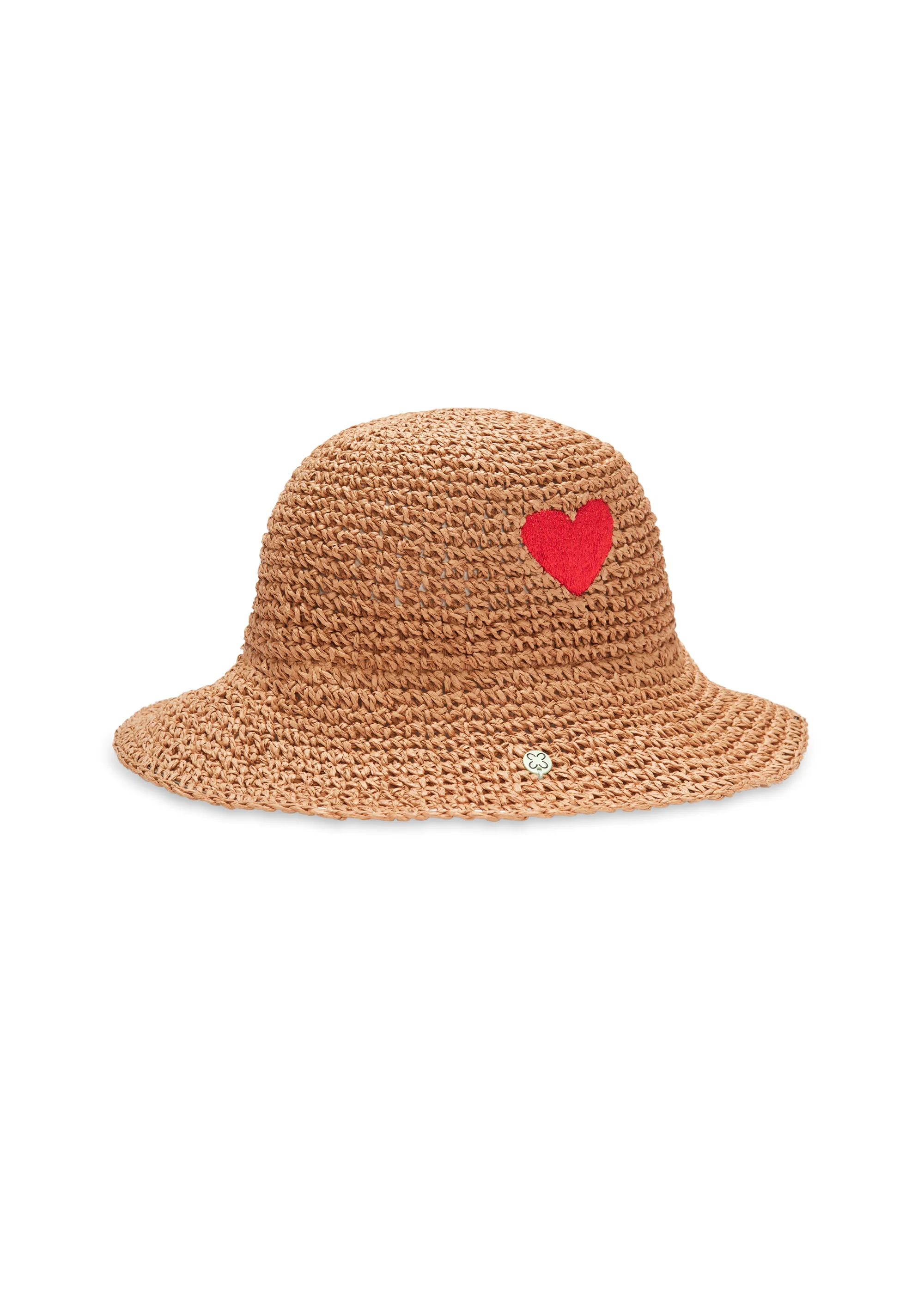 Codello Bucket Hut aus Stroh - Herz-Stickerei