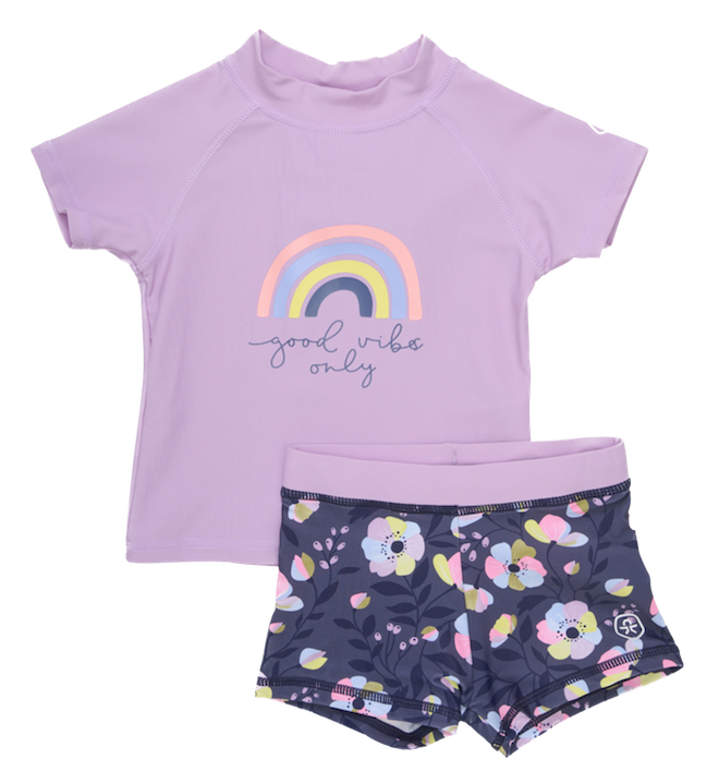 Color Kids Baby Badehose - Flieder/Grau geblümt