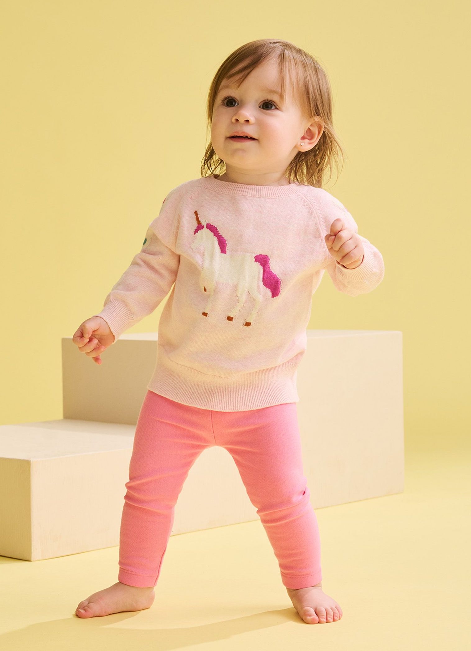 Hatley Baby Strickpulli in Rosa mit Einhorn 