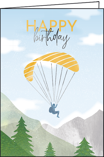 1-8400 Edition Gollong Geburtstagskarte - Happy Birthday - Gleitschirmflieger