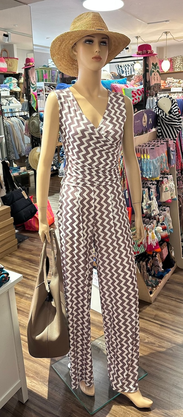 Marivie Summertime! Jumpsuit - Zigzag Braun