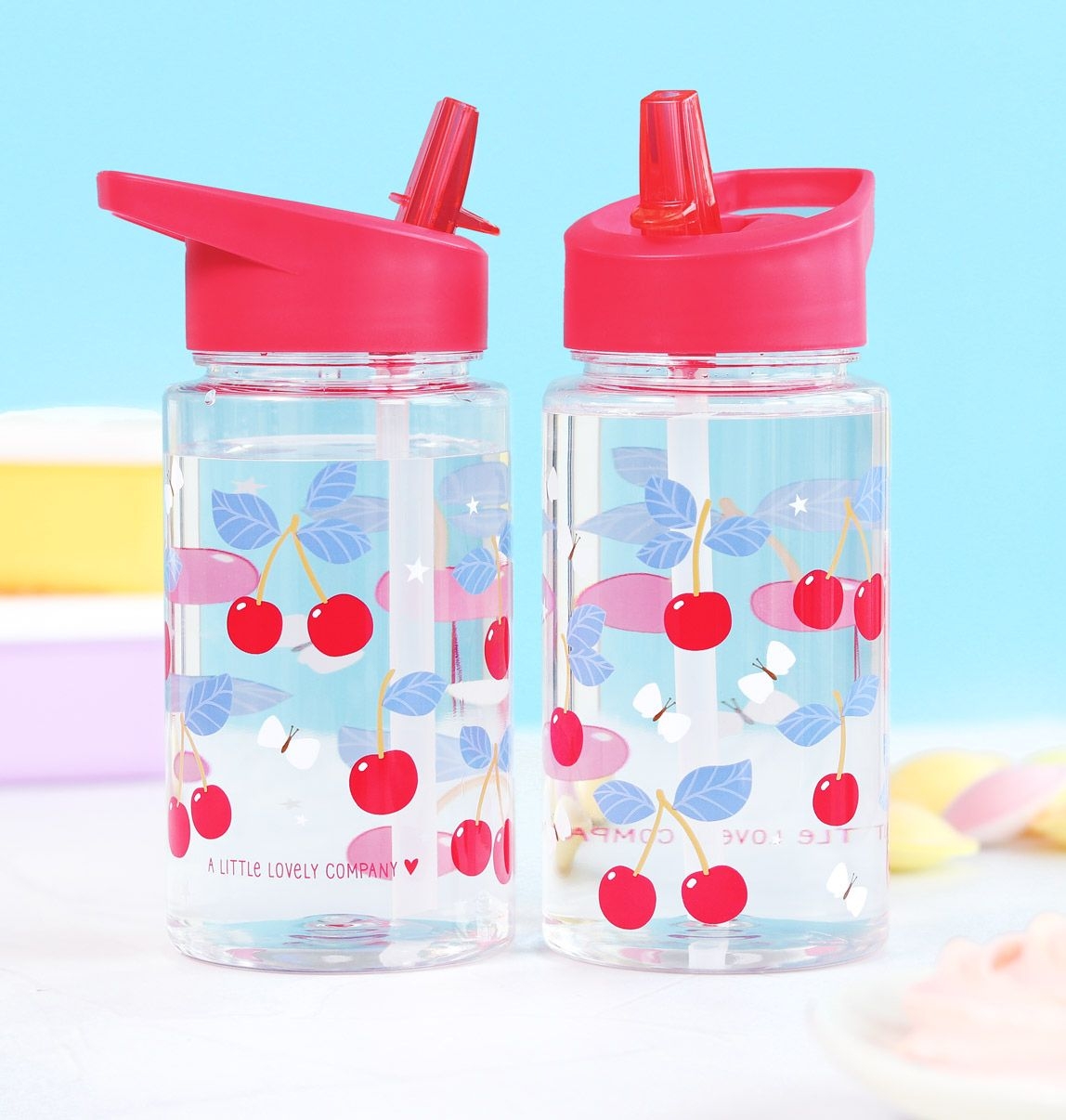 A Lovely Little Company Trinkflasche mit Strohhalm - Kirschen