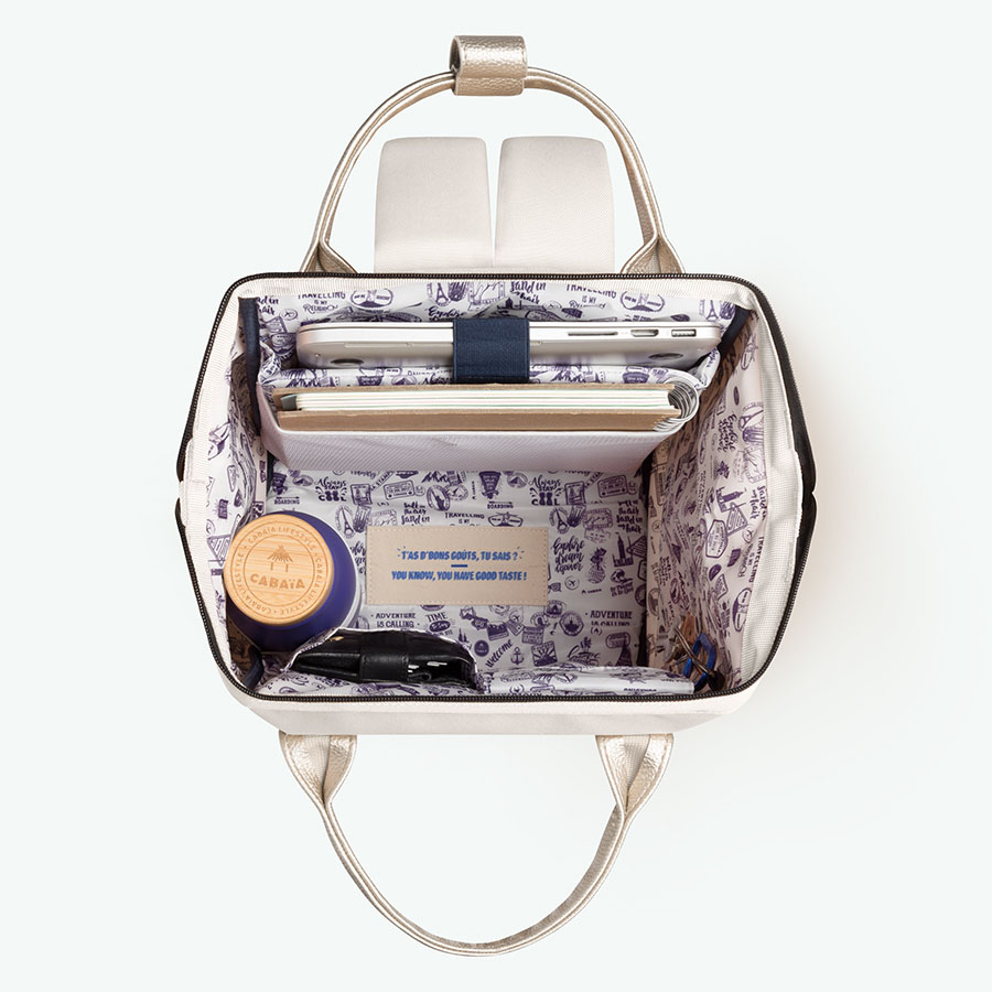 Cabaia Rucksack ALGIERS Small mit Laptop-Fach in Creme/Metalic