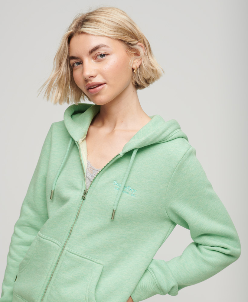 Superdry Damen Kapuzenjacke mit gesticktem Logo in Strandglass Grün