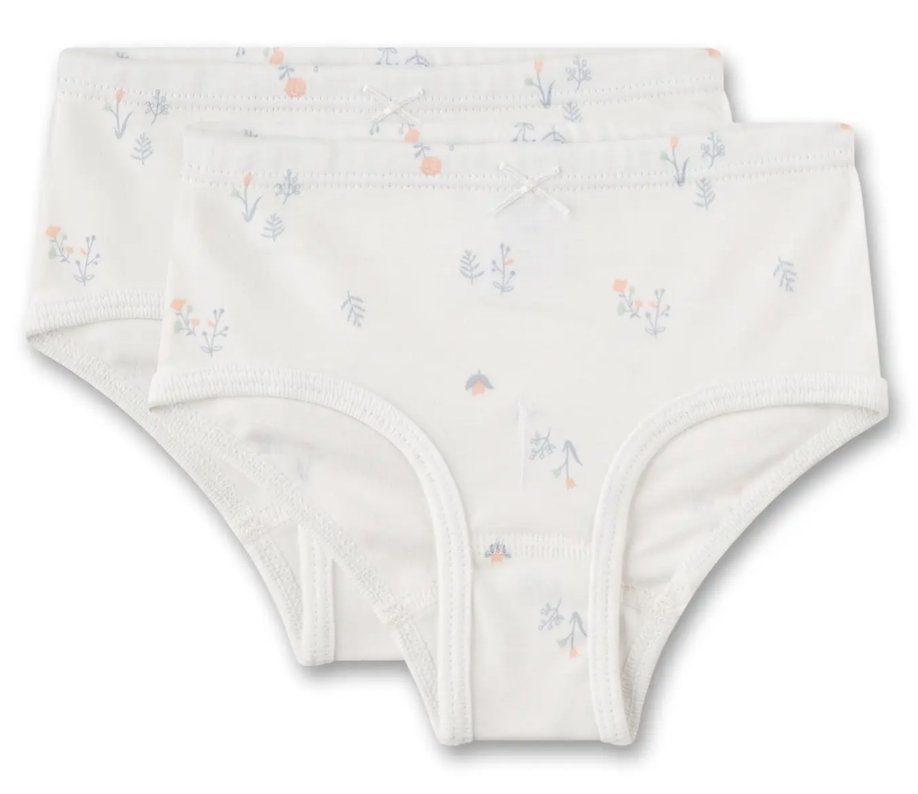 Sanetta Mädchen Unterhose/Hip Slip in Creme mit Feinen Blumen Muster - Doppelpack (2 Stück)