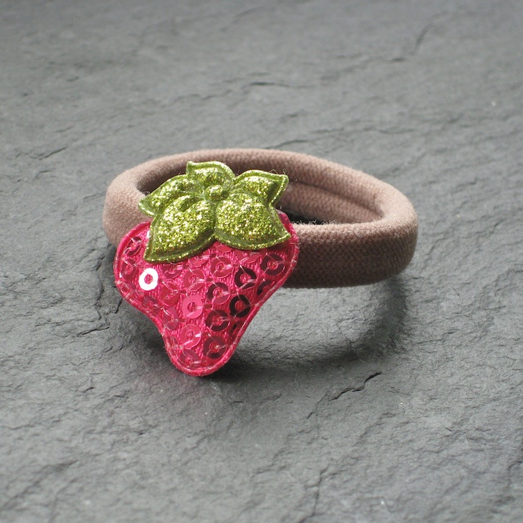 PINK-TAUPE-GLITZER-ERDBEERE-HAARGUMMI-2 Wowzers Glitzer Haargummis - Erdbeeren