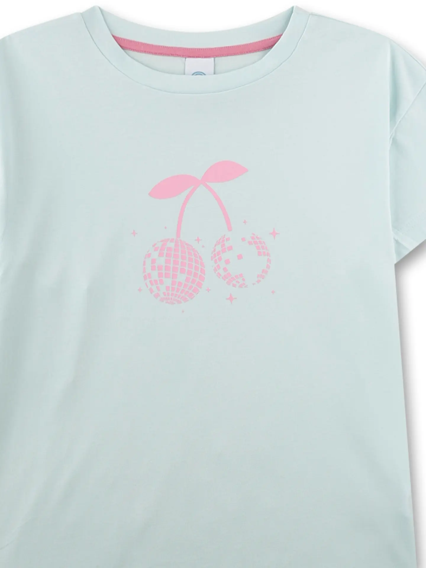 Sanetta Kurzarm Pyjama in Hellblau - Disco Kirsch