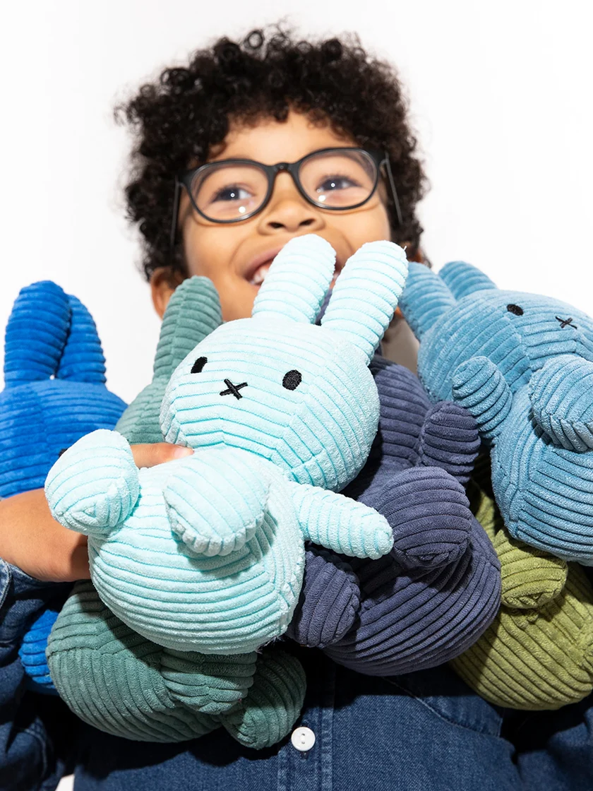 Bon Bon Toys Miffy Stofftier Hase Cord in Türkis Blau - 23 cm