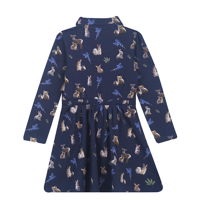 Someone Dorian Jersey Kleid mit Kragen in Navy - Reh, Hase & Eule - SALE