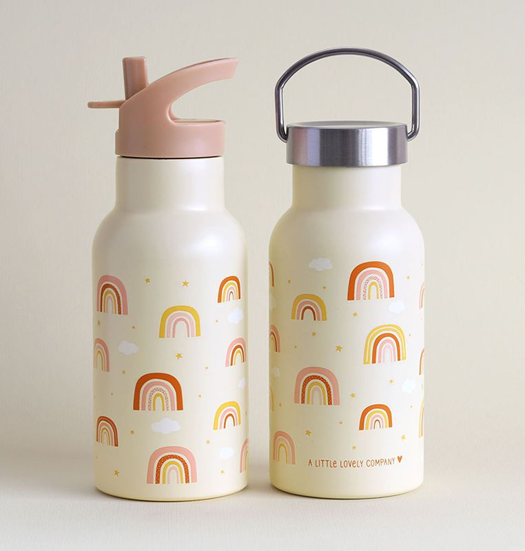 A Lovely Little Company Thermos Edelstahl Trinkflasche mit Strohhalm - Regenbogen