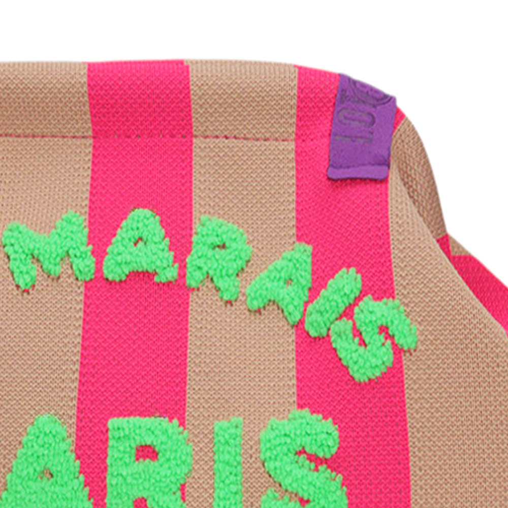 LOT83 Rebel Kulturtasche oder Clutch Emma - Pin & Beige mit Neon Grün Flock - le Marais Paris