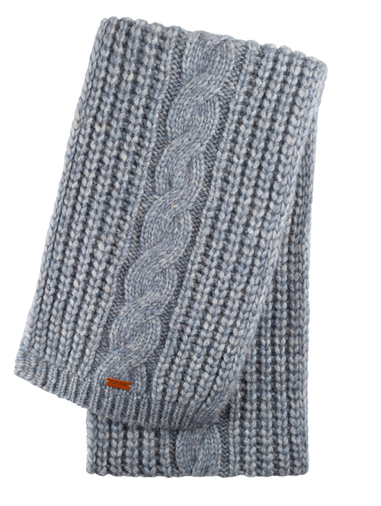 4522922-351 PURE PURE Damen Schal mit Zopfmuster Baby Alpaca Wolle in Blau Melange