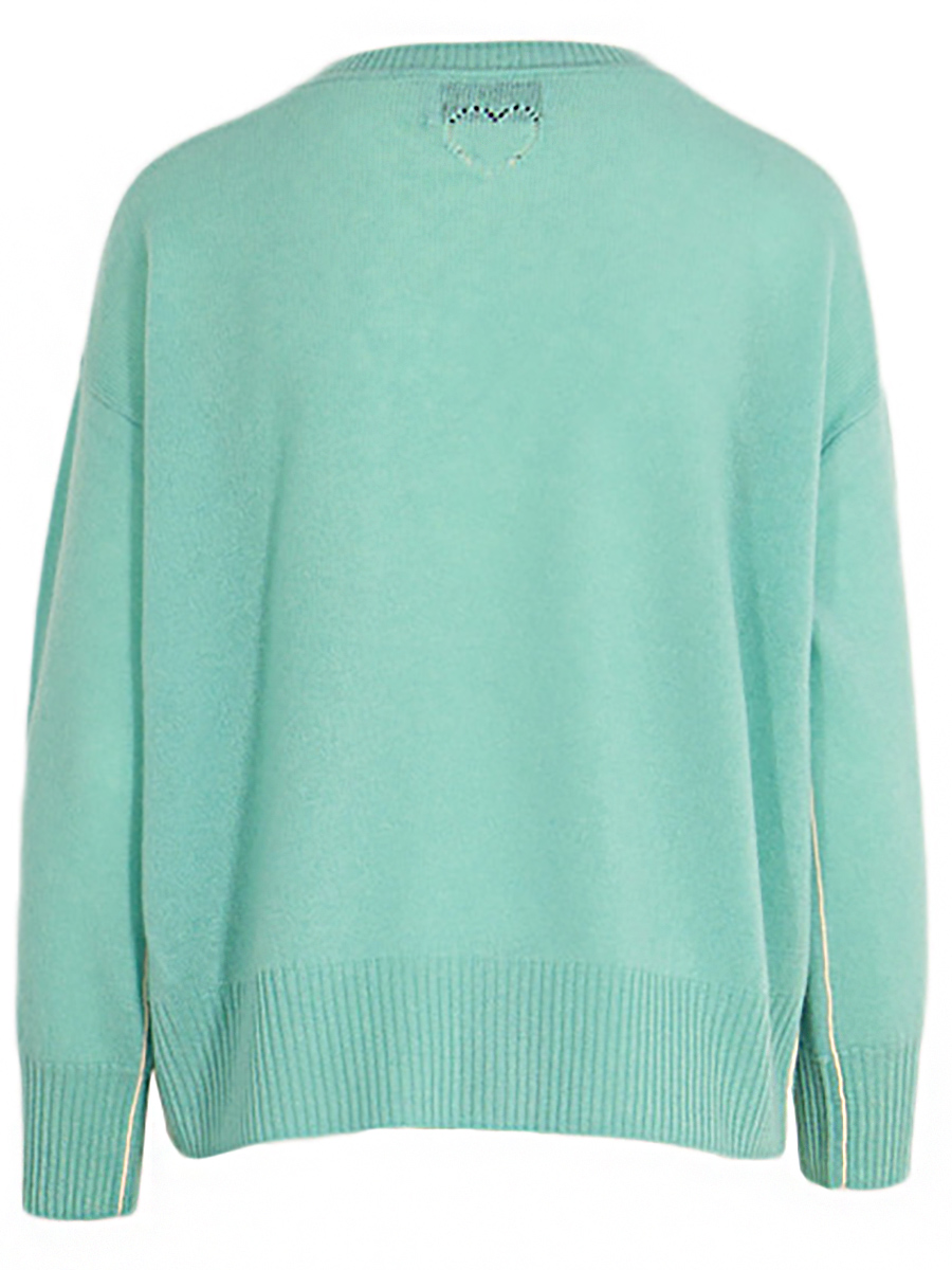 Another Brand Kaschmir Pullover in Aqua Blau mit Stickerei - Sunny Side Up Another Brand Kaschmir Pullover in Aqua Blau mit Stickerei - Sunny Side Up