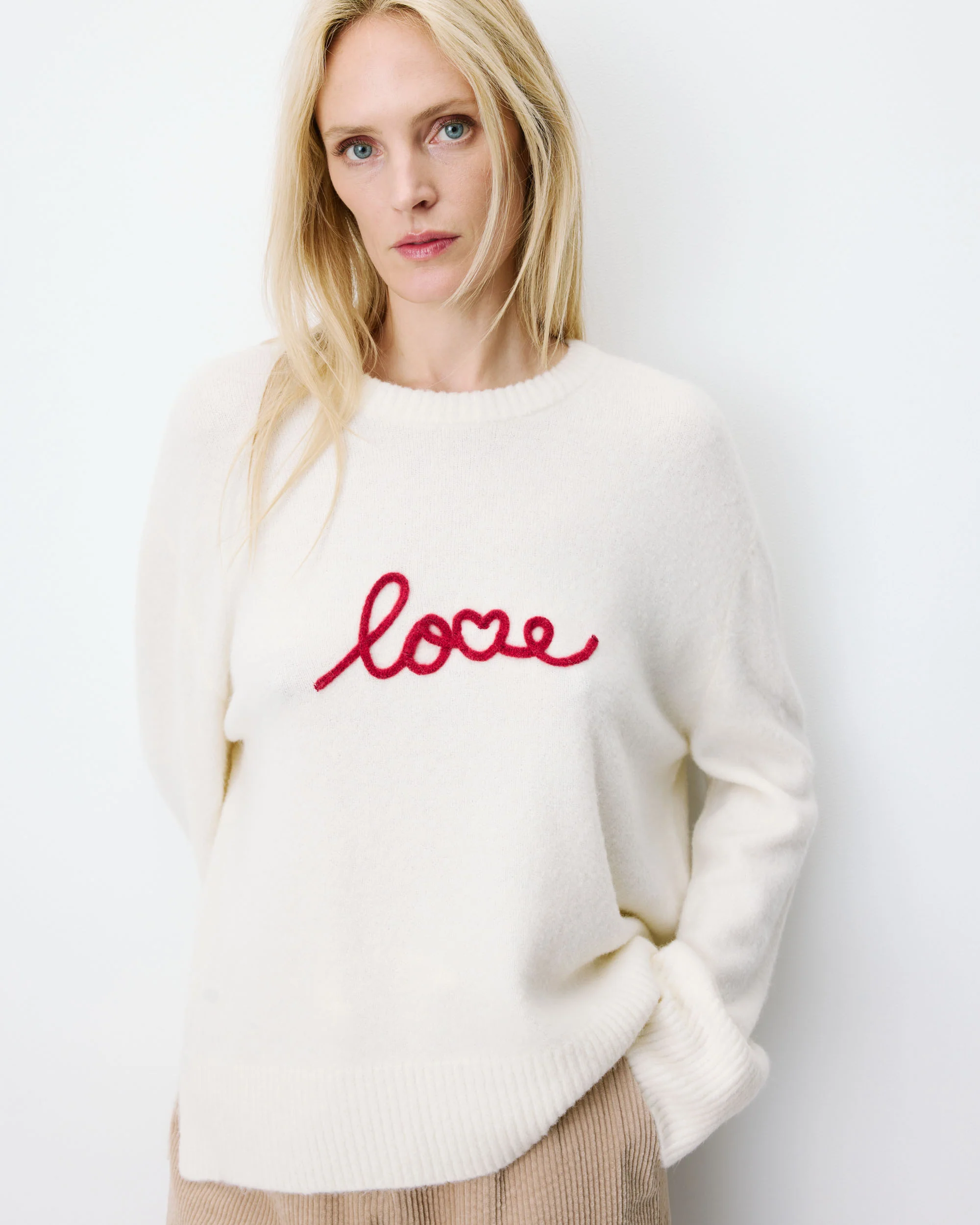 Grace & Mila Aubin Strickpulli in Creme mit Rot - love