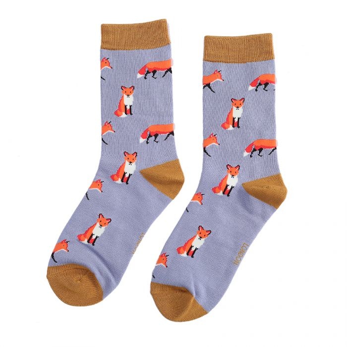 Miss Sparrow Socken Bamboo in Puderblau - Fuchs