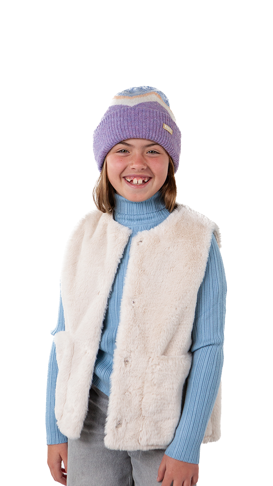 Barts Adelena Beanie mit Umschlag - Violet/Lila,Blau,Creme Barts Adelena Beanie mit Umschlag - Violet/Lila,Blau,Creme