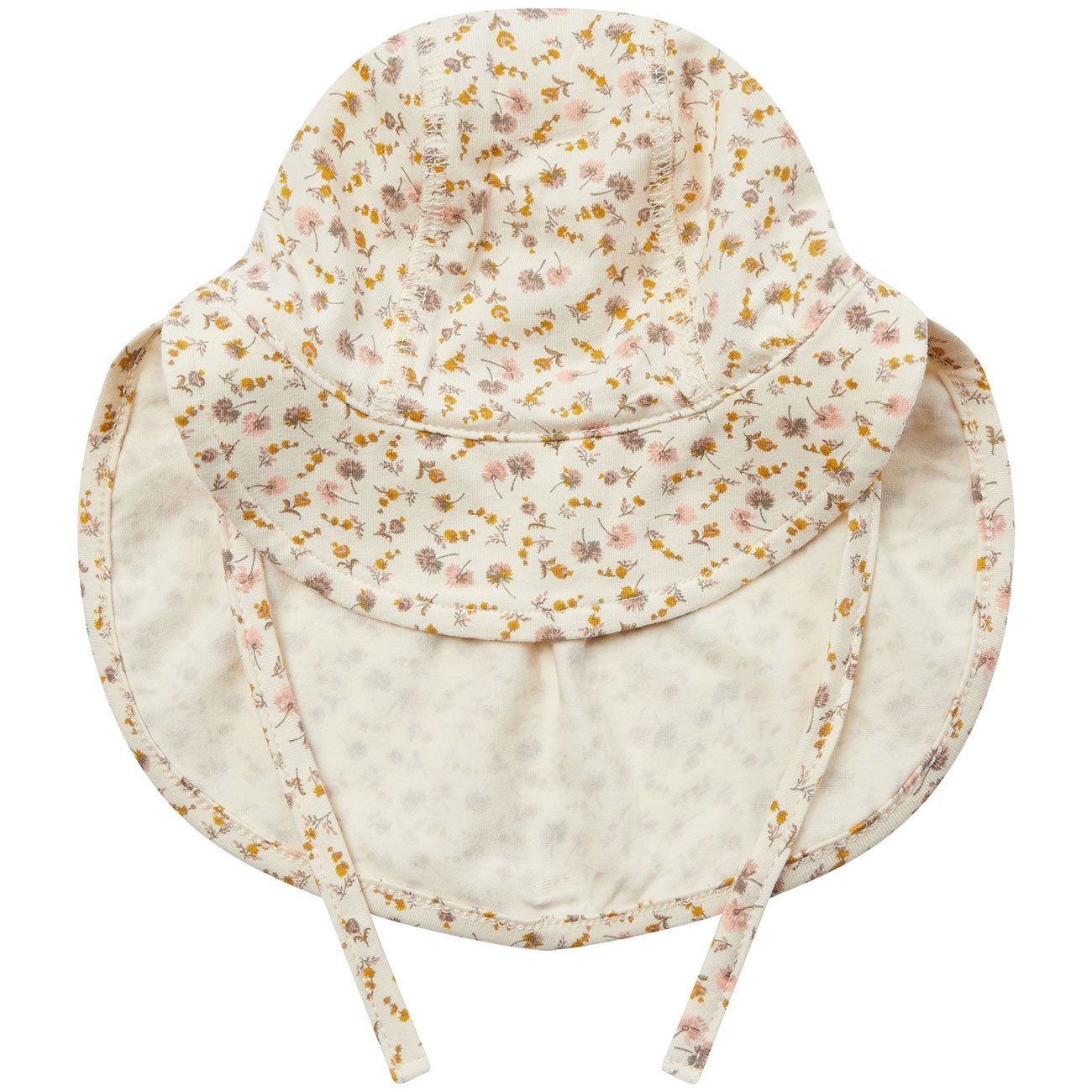 Petit by Sofie Schnoor Jersey Sonnenmütze mit Nackenschutz - Creme Blumen