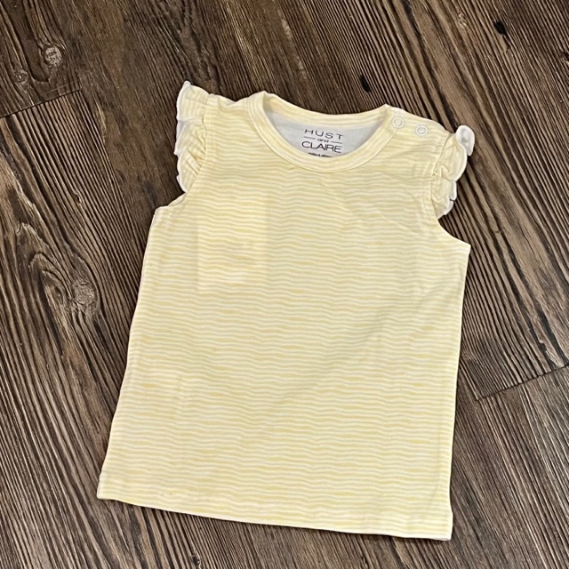 Hust & Claire Kurzarm T-Shirt mit Rüschen - Gelbe Ringeln