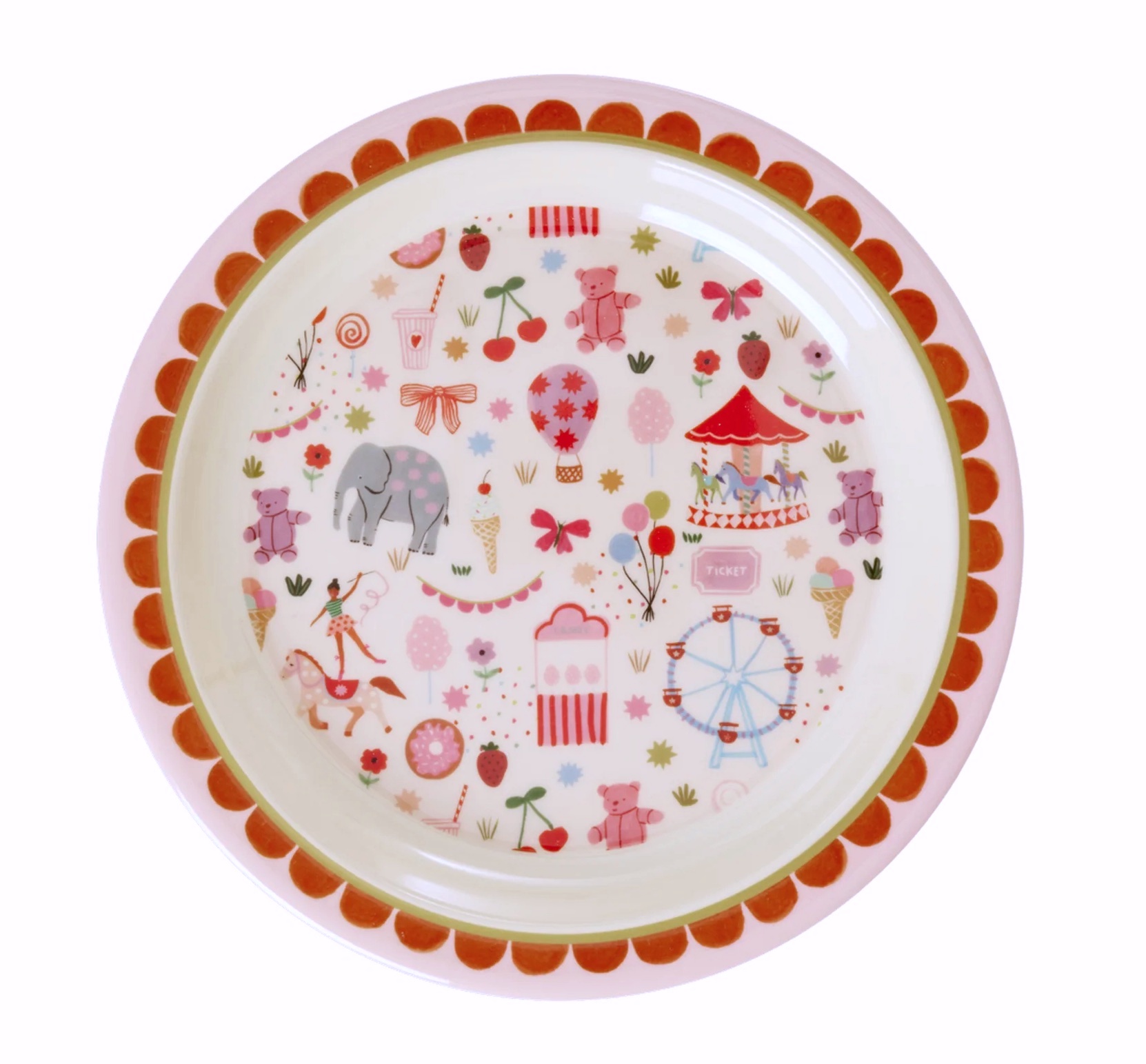 RICE Kinderteller - Pink Fun Fair Print 