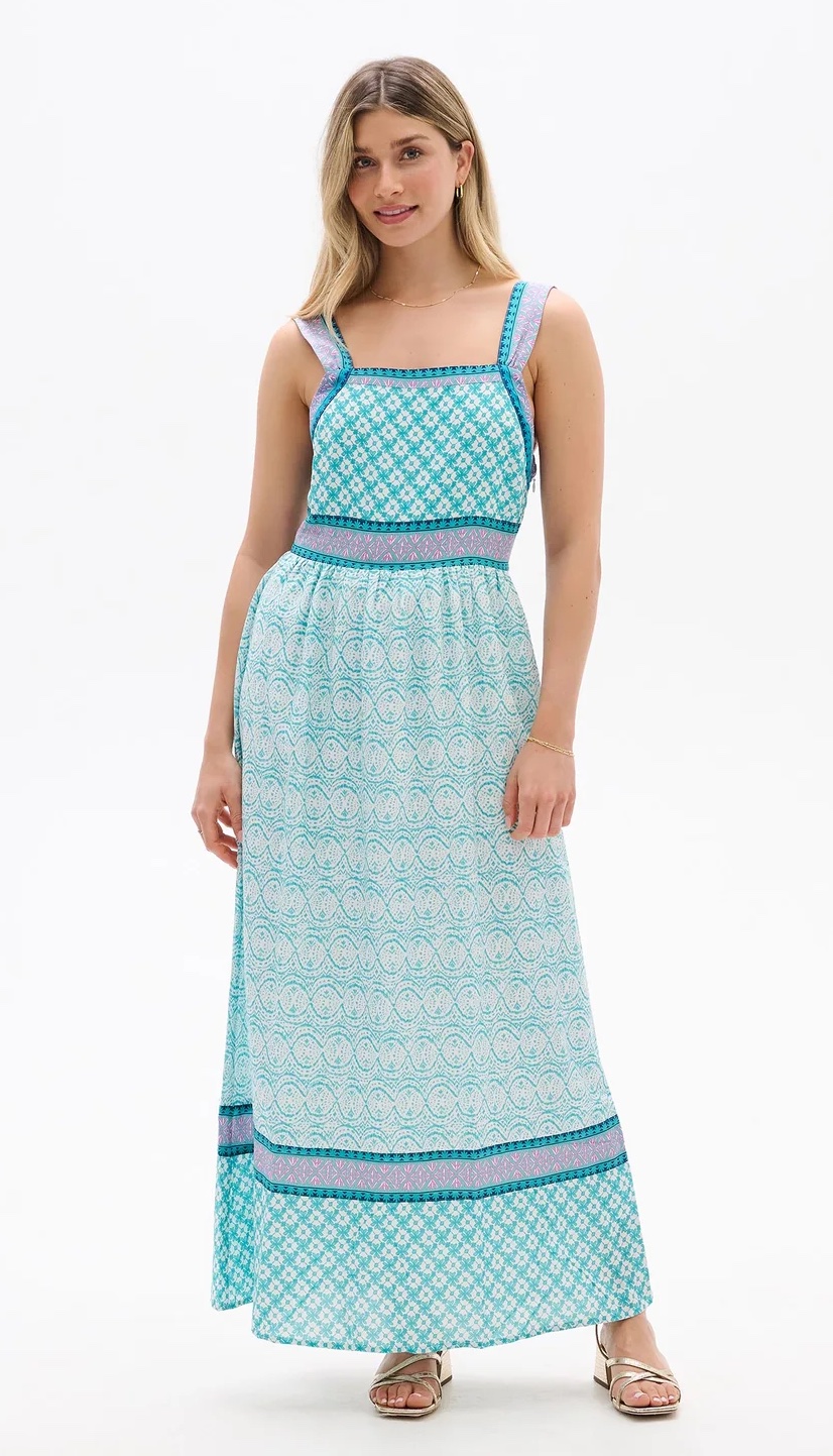 Hatley Olivia Sundress Lattice Flower Kleid in Mint & Blau 