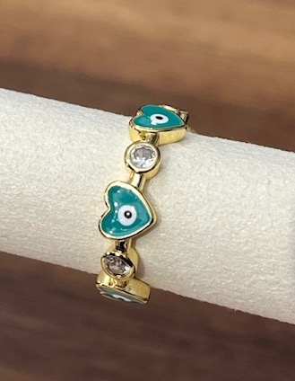 Lua Ring für Damen Gold Herzen - Grün Lua Ring für Damen Gold Herzen - Grün