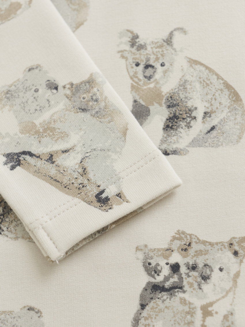 Minymo Langarmbody mit Koala Druck in Moonbeam (creme)