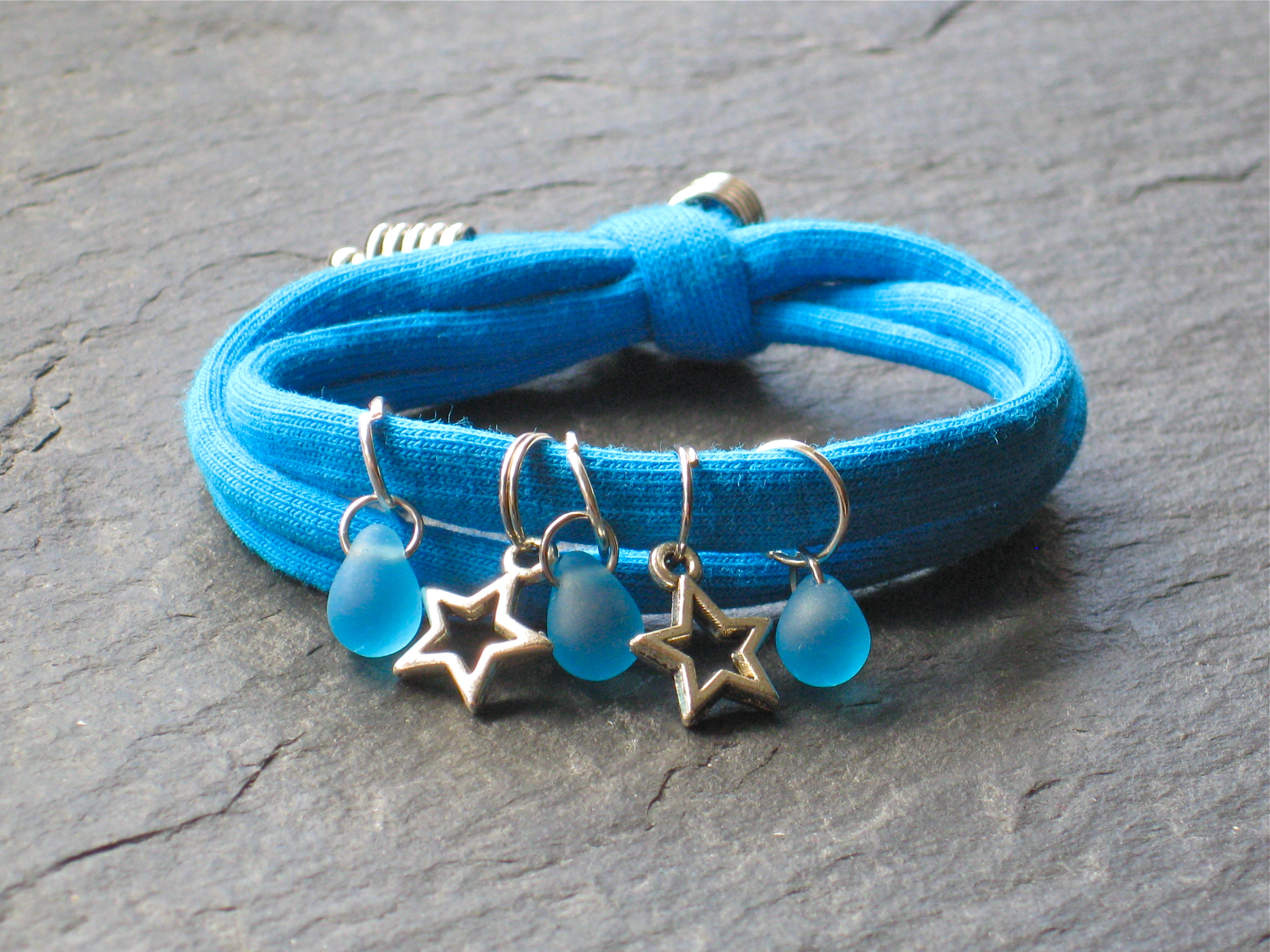 Wowzers Charmlet - Jersey Armband - Sterne in Türkis