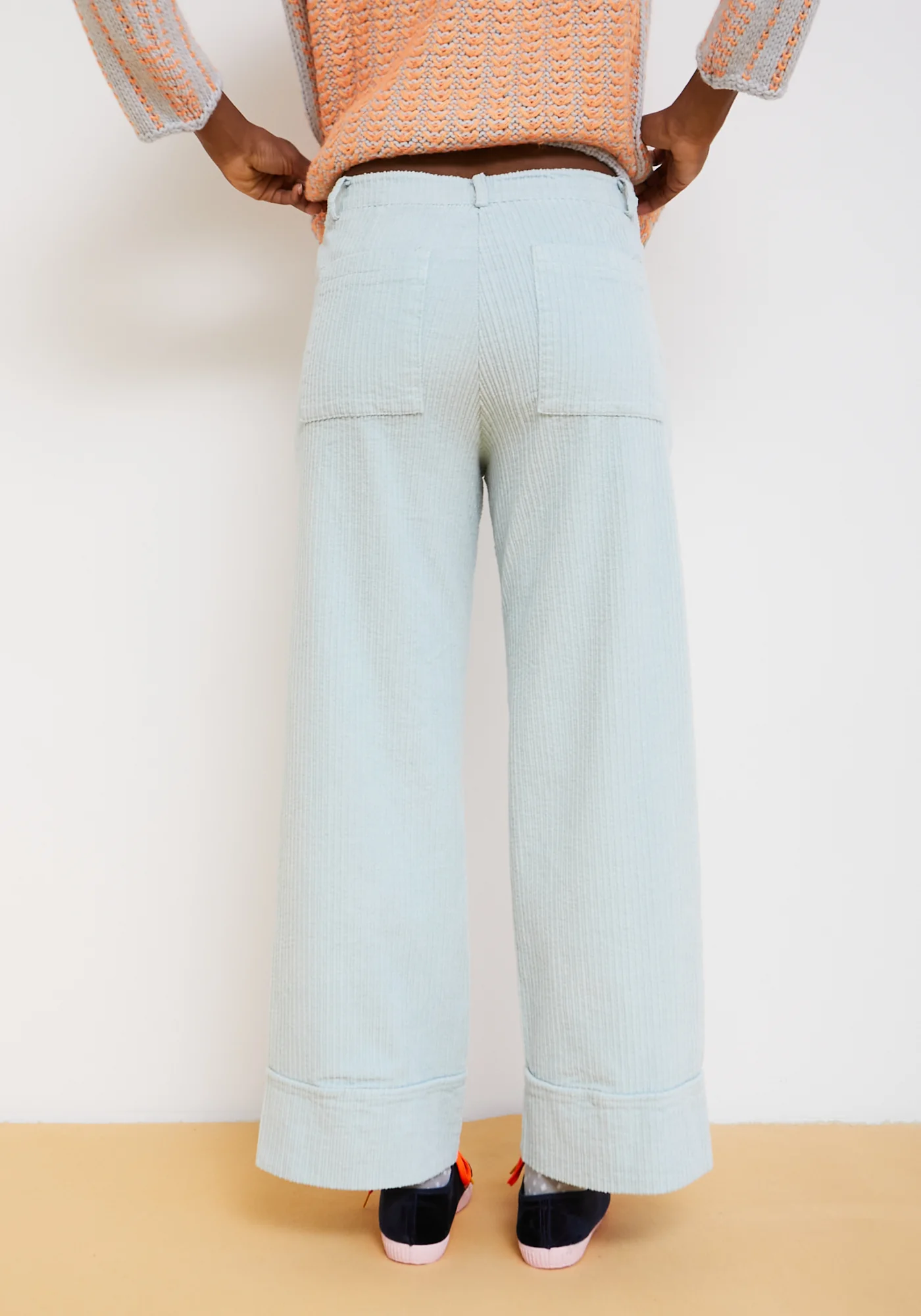 Dr Bloom Cordhose Breiter Rippen-Cord Hose in Token Blau