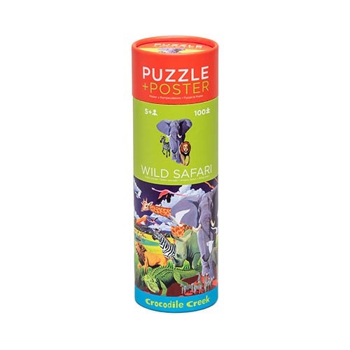 Crocodile Creek Puzzle & Poster - Safari - 100 Teile