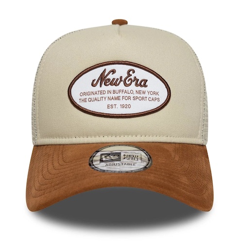 New Era Hellbeige New Era Oval Patch Wildleder 9FORTY E-Frame Trucker Cap